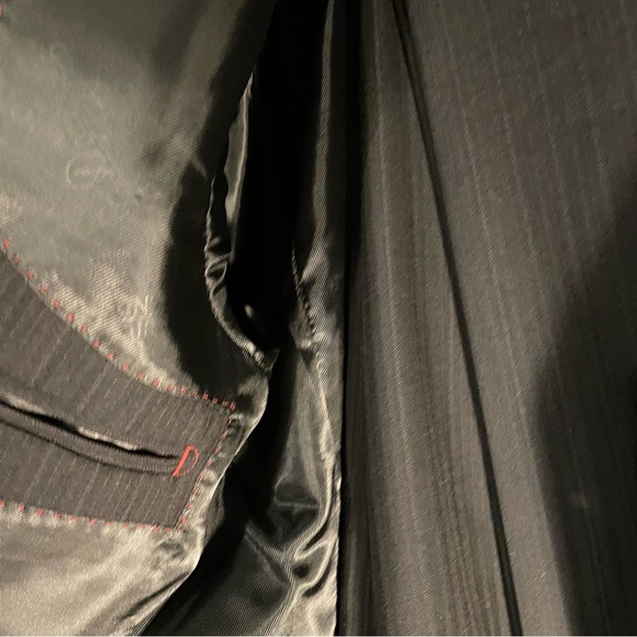 Picasso Dark blue 2 piece Suit with Notched Lapels and Pinstripes With Tie - Picture 5 of 9